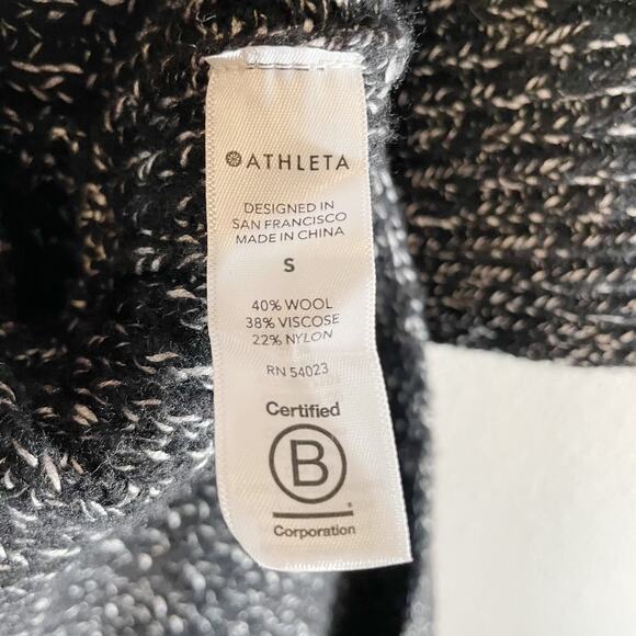 NWT Athleta Women's Shasta V-Neck Sweater Wool Blend Hi Low Black Marl Small New - Picture 9 of 11